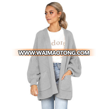 2018 New & Hot Woman Lantern Sleeve knitted cardigan Loose coat